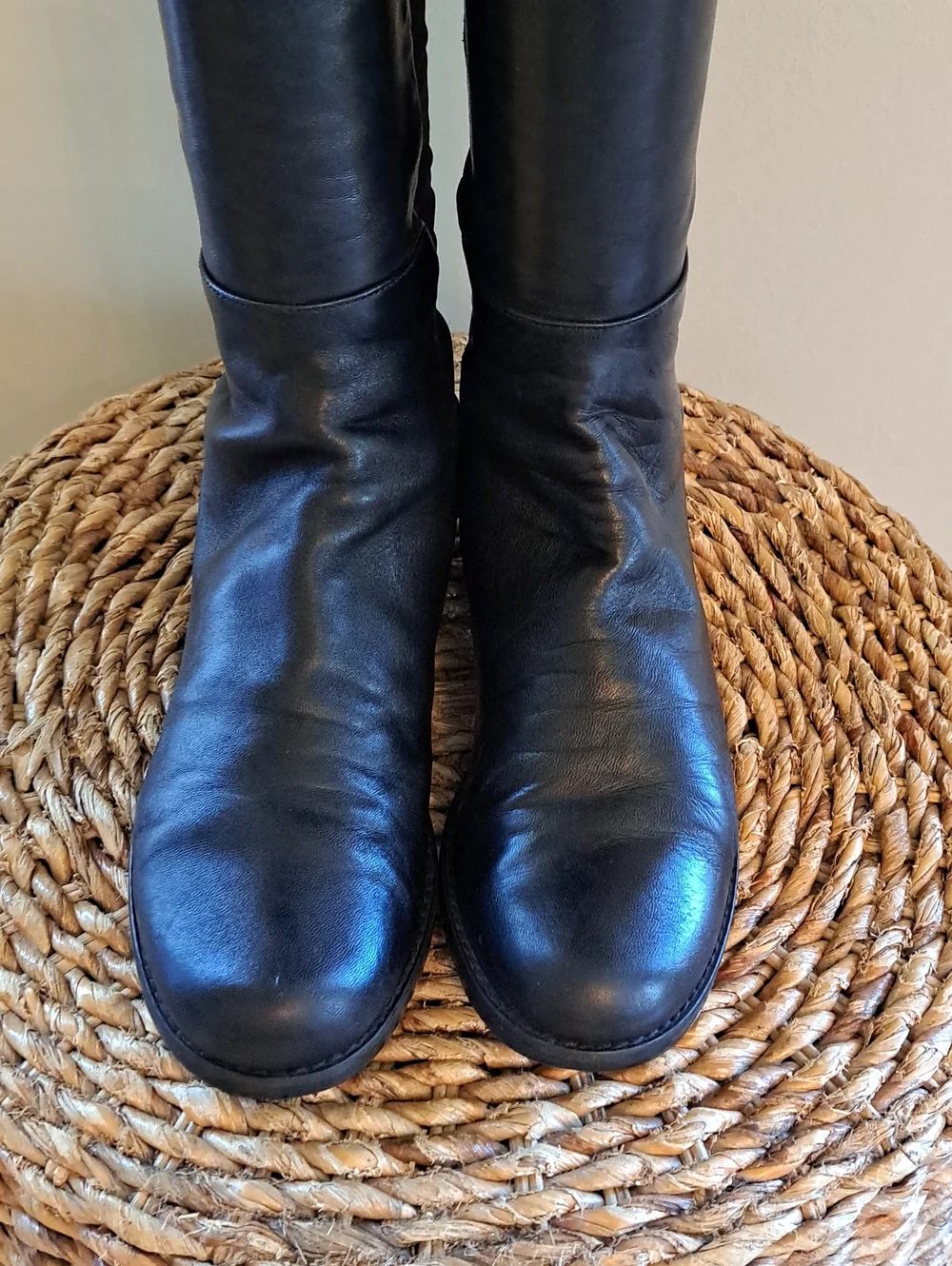 Stuart Weitzman Womens Luxury Over-the-Knee 50/50 Black Leather/Stretch Boots 8